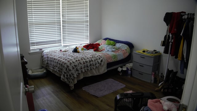 bedroom featuring dark hardwood / wood-style floors