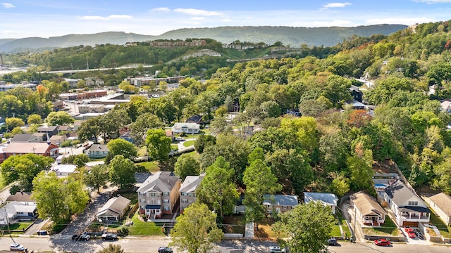 drone / aerial view with a mountain view