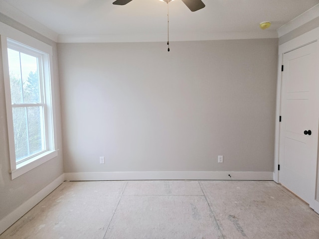 unfurnished room featuring ceiling fan