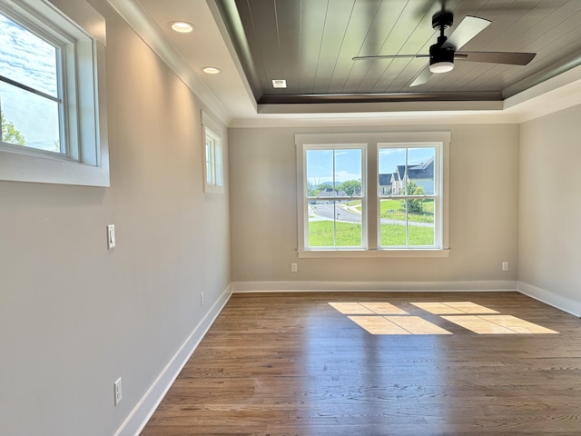 283 Quartz Dr Unit 22, Chickamauga, GA 30707 - empty room with a raised ceiling, crown molding, wood finished floors, baseboards, and wooden ceiling