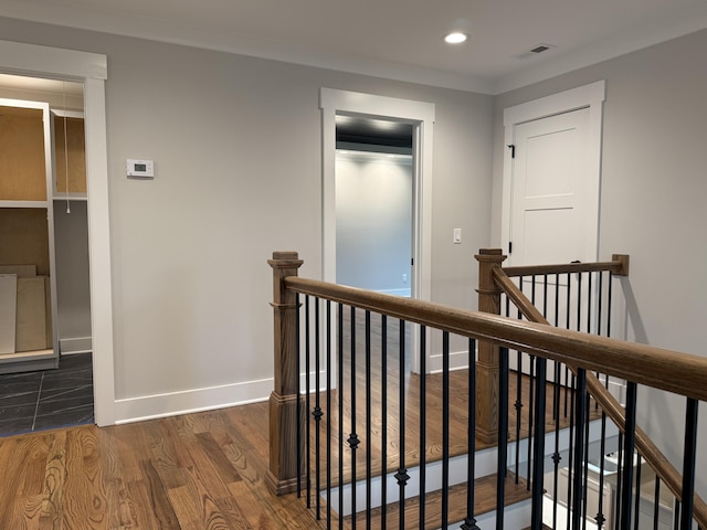 283 Quartz Dr Unit 22, Chickamauga, GA 30707 - corridor with an upstairs landing, baseboards, recessed lighting, and wood finished floors