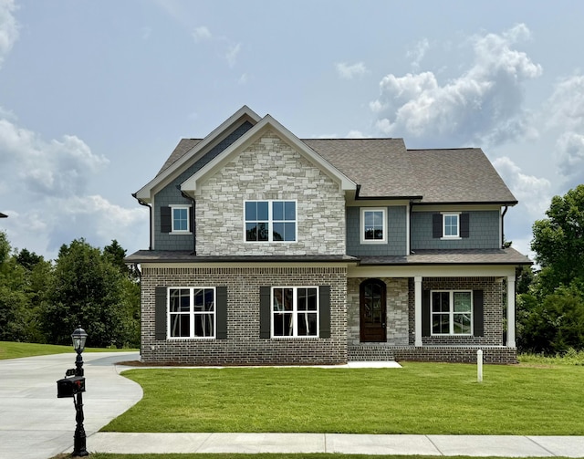 283 Quartz Dr Unit 22, Chickamauga, GA 30707 - craftsman-style home featuring a front lawn, brick siding, a shingled roof, and stone siding