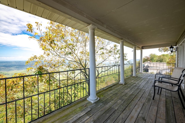 deck with covered porch