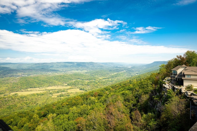 property view of mountains featuring a view of trees