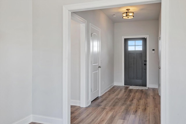 foyer entrance featuring light wood-type flooring