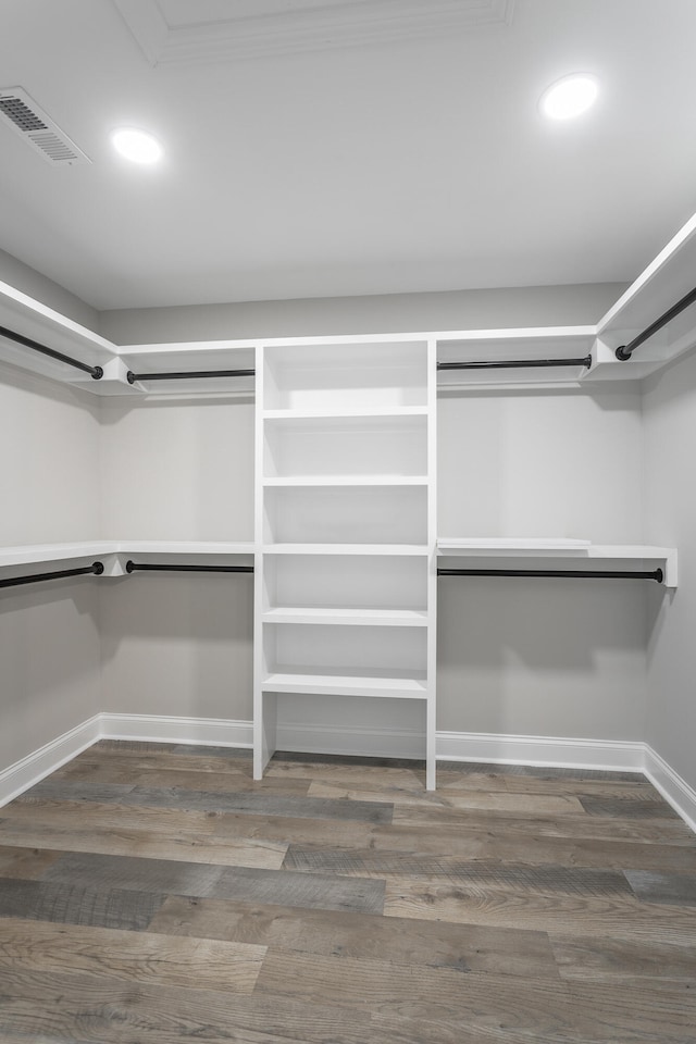 walk in closet featuring wood-type flooring