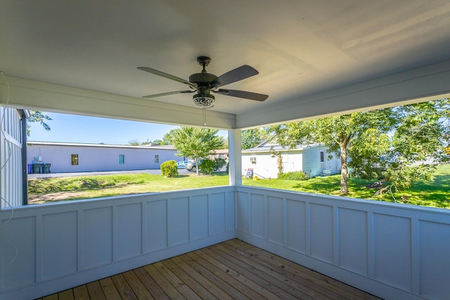 deck featuring ceiling fan