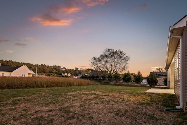 yard at dusk with a patio