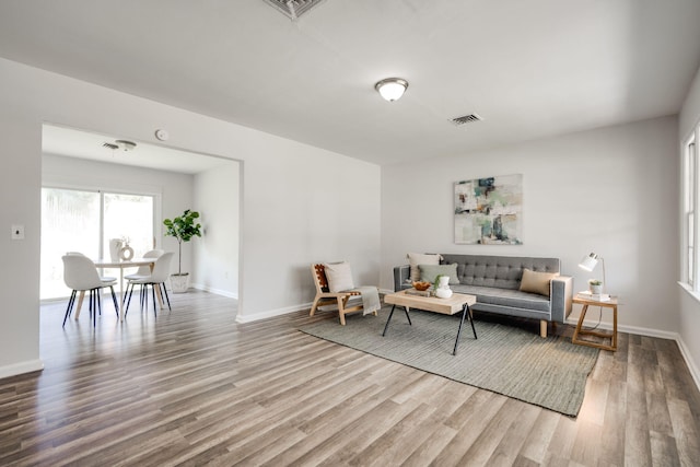 living room featuring hardwood / wood-style floors