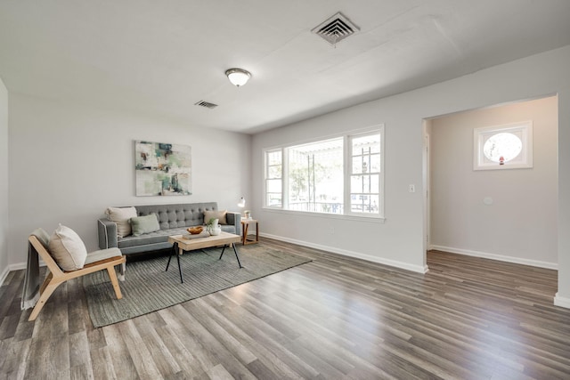 living area featuring hardwood / wood-style flooring