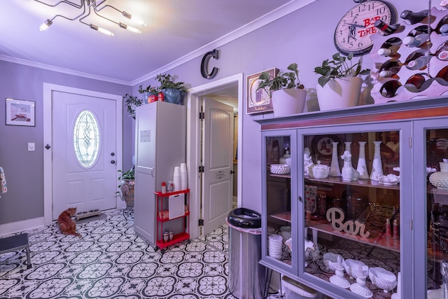 foyer entrance with ornamental molding