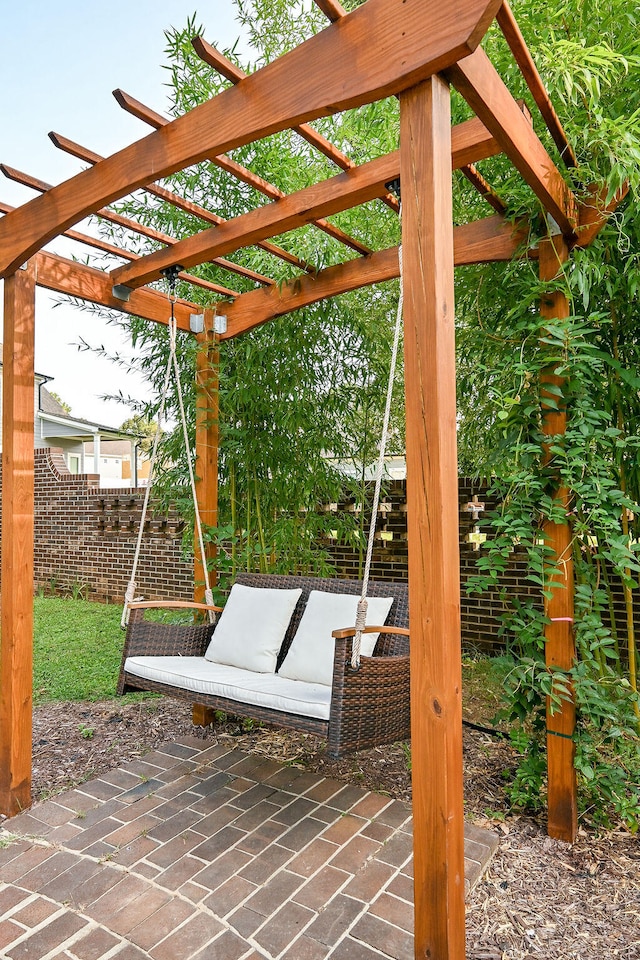 view of patio / terrace featuring a pergola