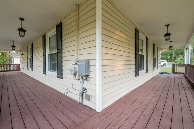 wooden deck with covered porch