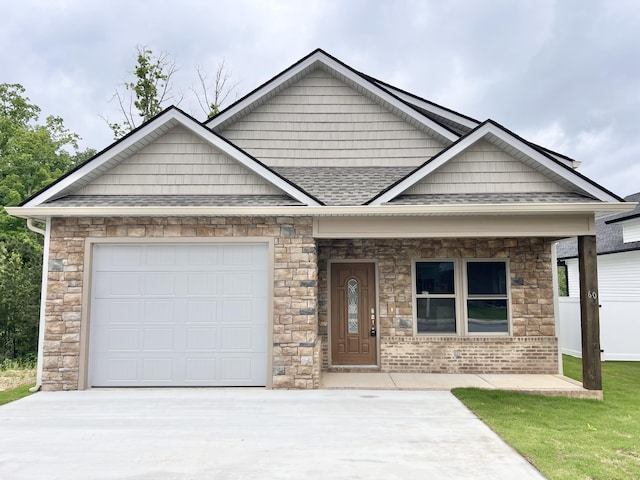 60 Ables Way, Ringgold, GA 30736 - craftsman house featuring a shingled roof, driveway, a garage, and stone siding