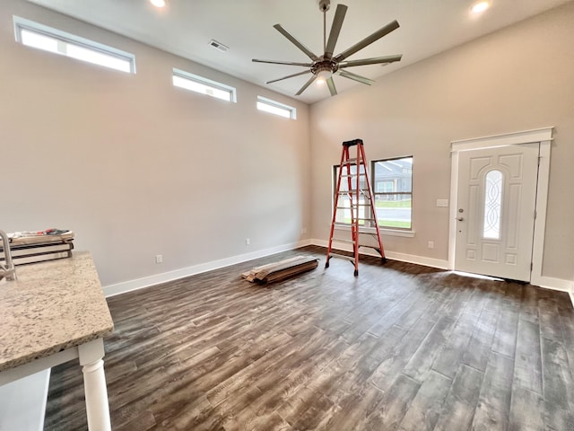 60 Ables Way, Ringgold, GA 30736 - foyer featuring a ceiling fan, plenty of natural light, dark wood-type flooring, and recessed lighting