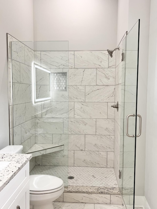 60 Ables Way, Ringgold, GA 30736 - bathroom featuring toilet, a shower stall, and vanity