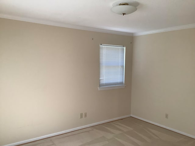 carpeted spare room with crown molding