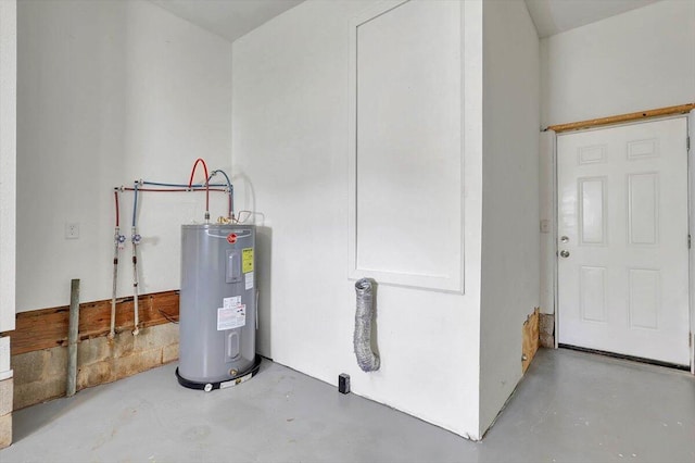 utility room featuring electric water heater