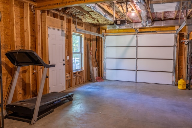 garage with a garage door opener