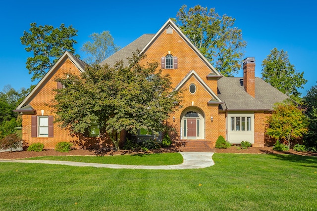 view of property featuring a front lawn