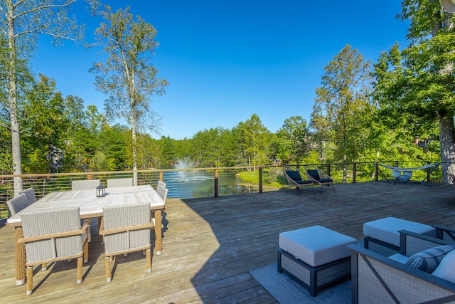 deck with a water view