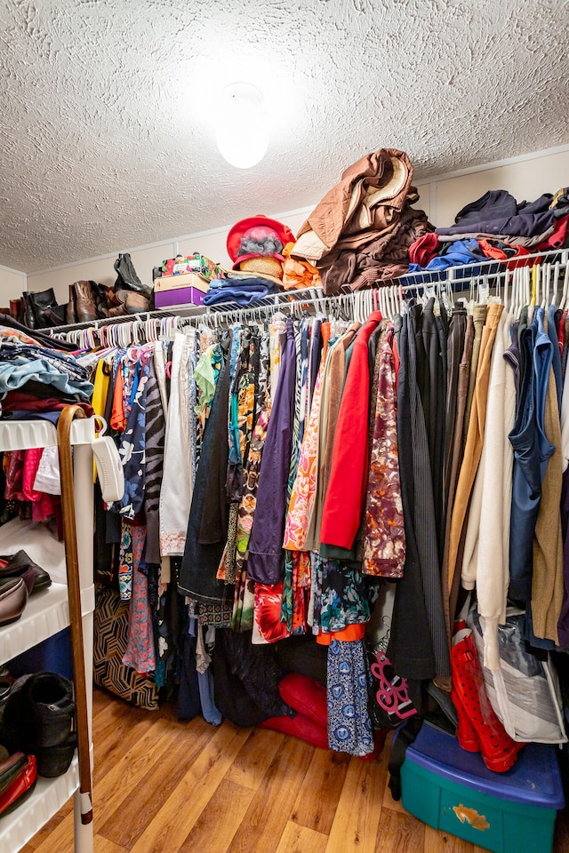 walk in closet featuring hardwood / wood-style floors