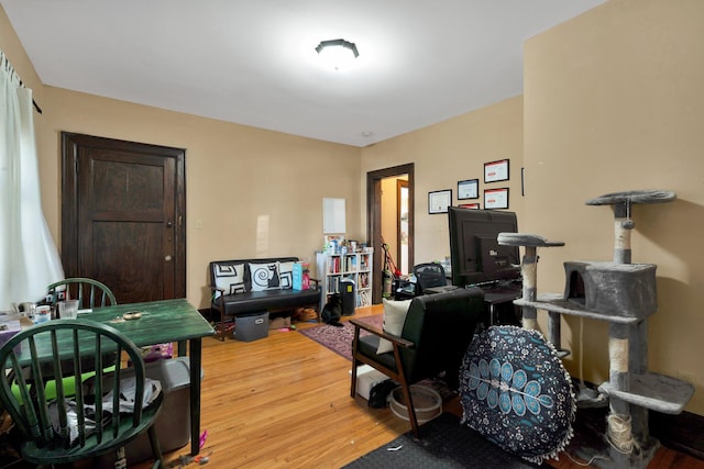 home office featuring hardwood / wood-style floors