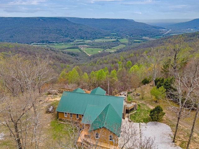 bird's eye view with a mountain view