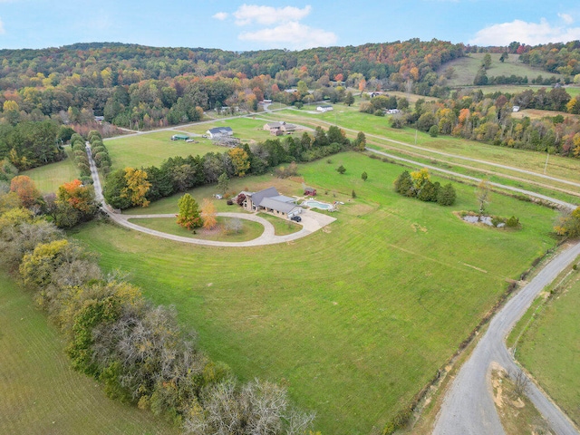 drone / aerial view featuring a rural view