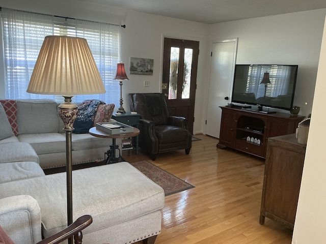 living area featuring light wood-type flooring