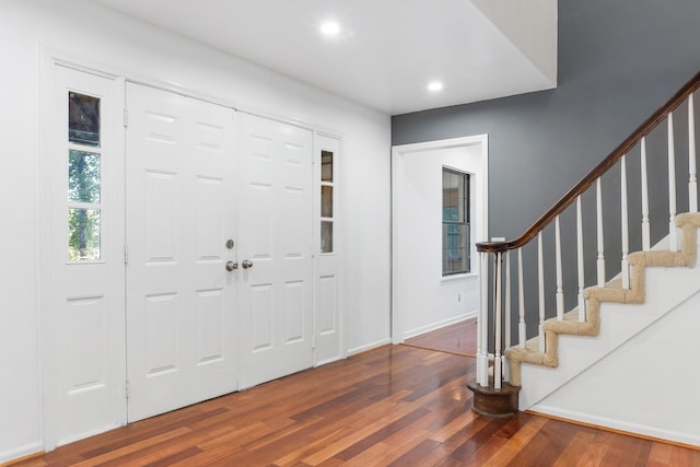 foyer entrance featuring wood-type flooring