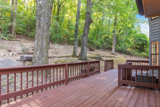 wooden deck with cooling unit