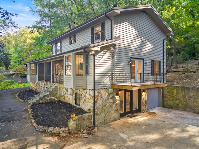 exterior space featuring a garage