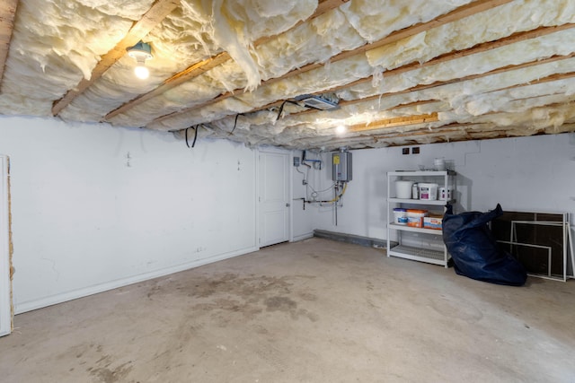 basement featuring water heater