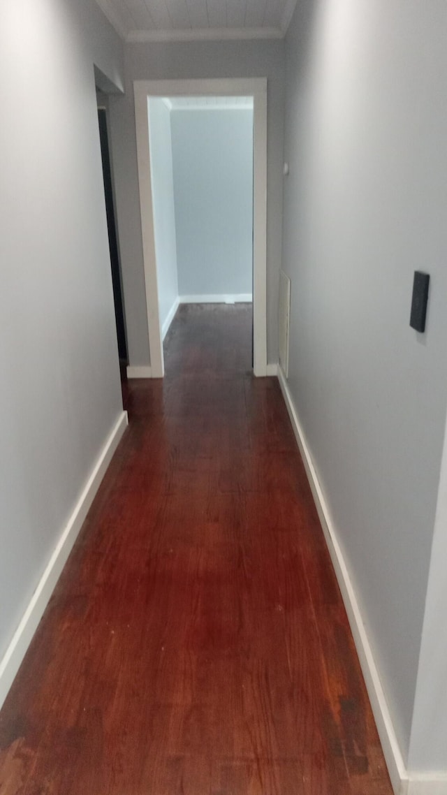 corridor featuring dark hardwood / wood-style floors