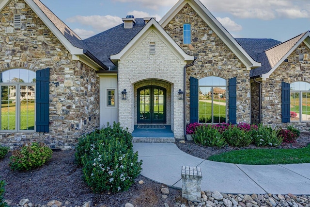 doorway to property with french doors