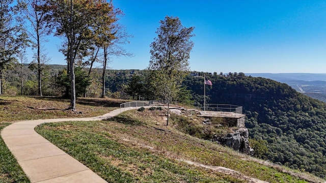 view of yard featuring a mountain view