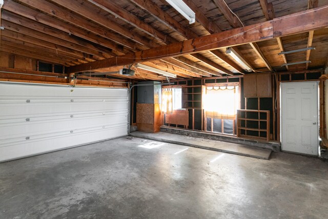 garage with a garage door opener