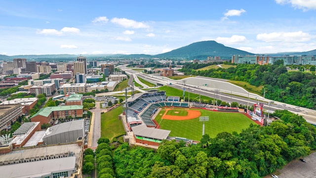 bird's eye view featuring a mountain view