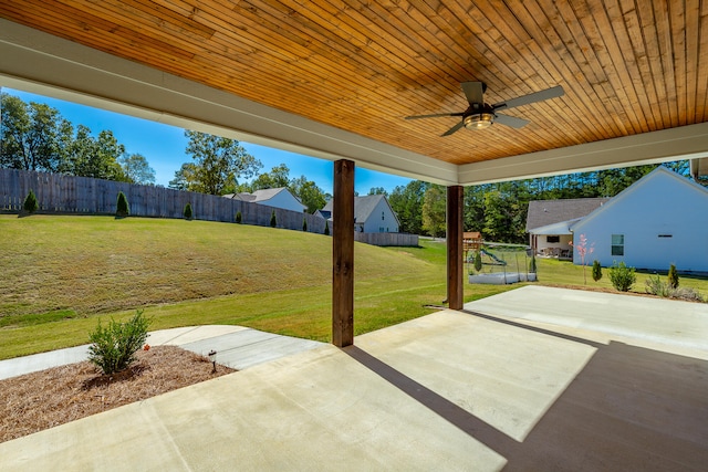 view of patio with ceiling fan