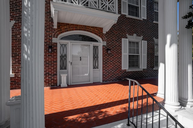 doorway to property with a balcony