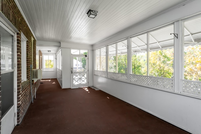 view of unfurnished sunroom