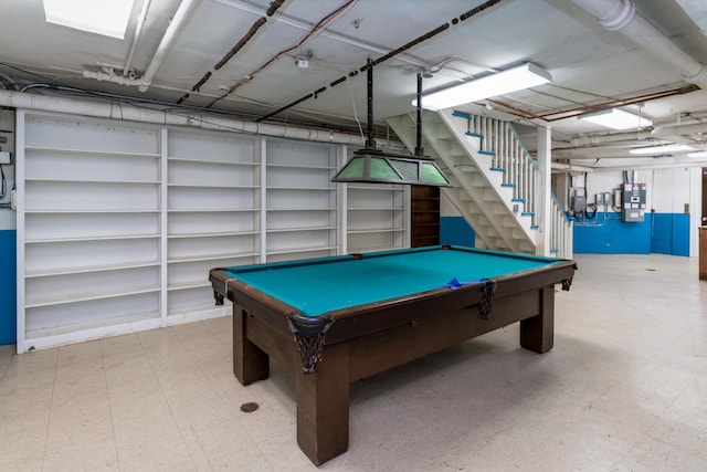 game room featuring electric panel and pool table