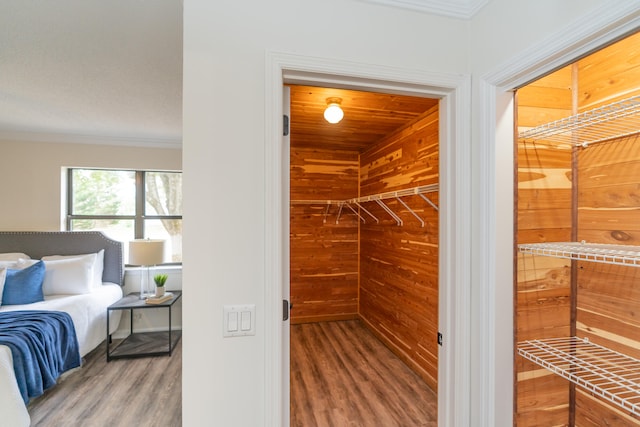 walk in closet featuring hardwood / wood-style floors