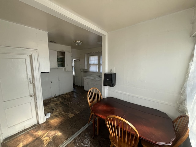 dining room featuring sink