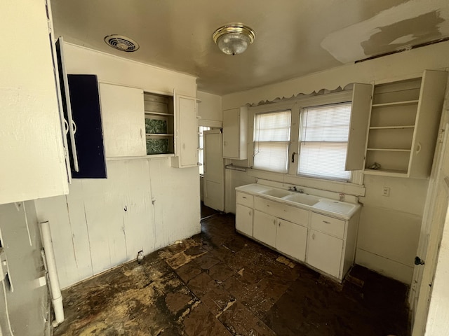 kitchen with white cabinetry