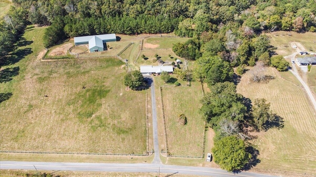 aerial view featuring a rural view