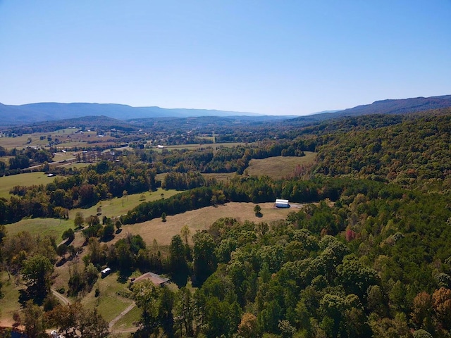 drone / aerial view featuring a mountain view