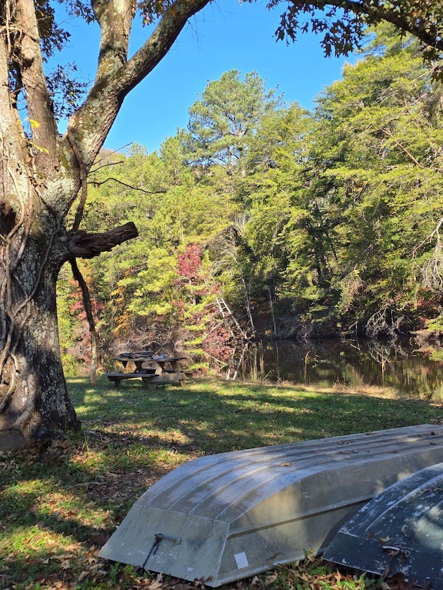 view of yard featuring a water view