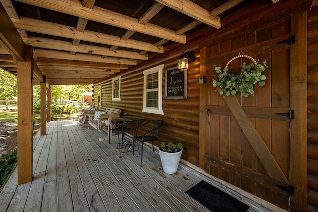 wooden deck with covered porch